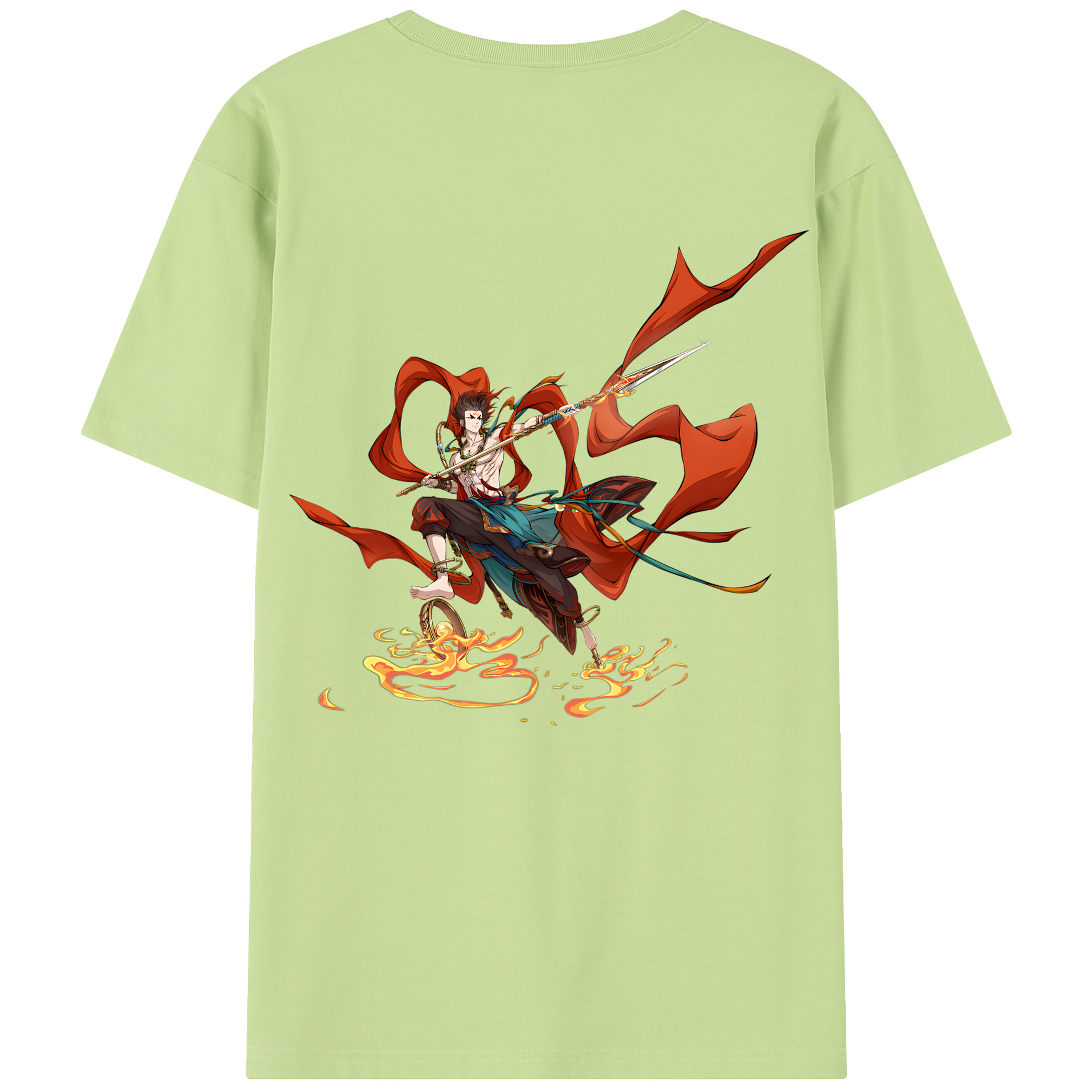 （画像用） Ne Zha 2 ナタ 魔童の大暴れ 綿100％半袖Tシャツ（背面プリント）
